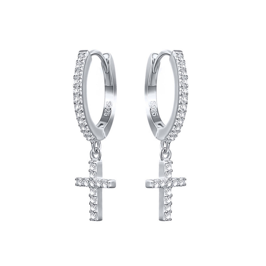 THE CROSS SET HOPE SILVER EARRINGS(MEN)