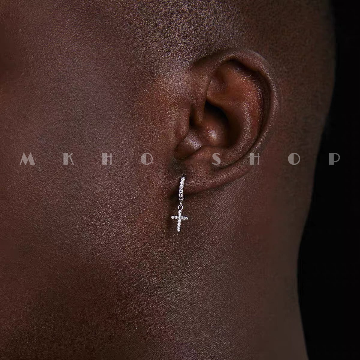 THE CROSS SET HOPE SILVER EARRINGS(MEN）