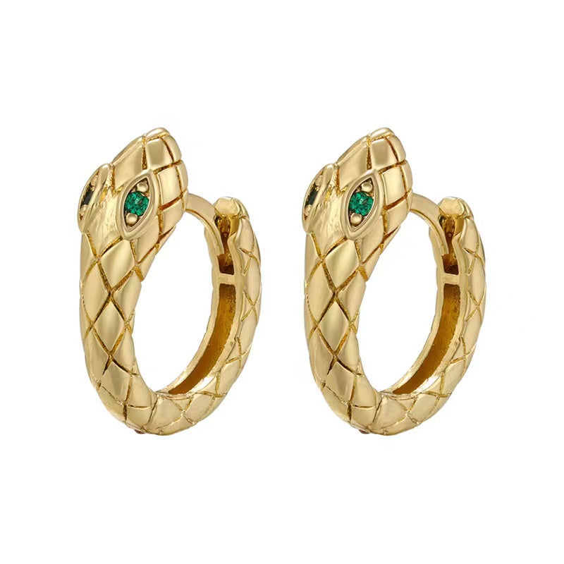 THE GREEN STONE SNAKE EARRINGS